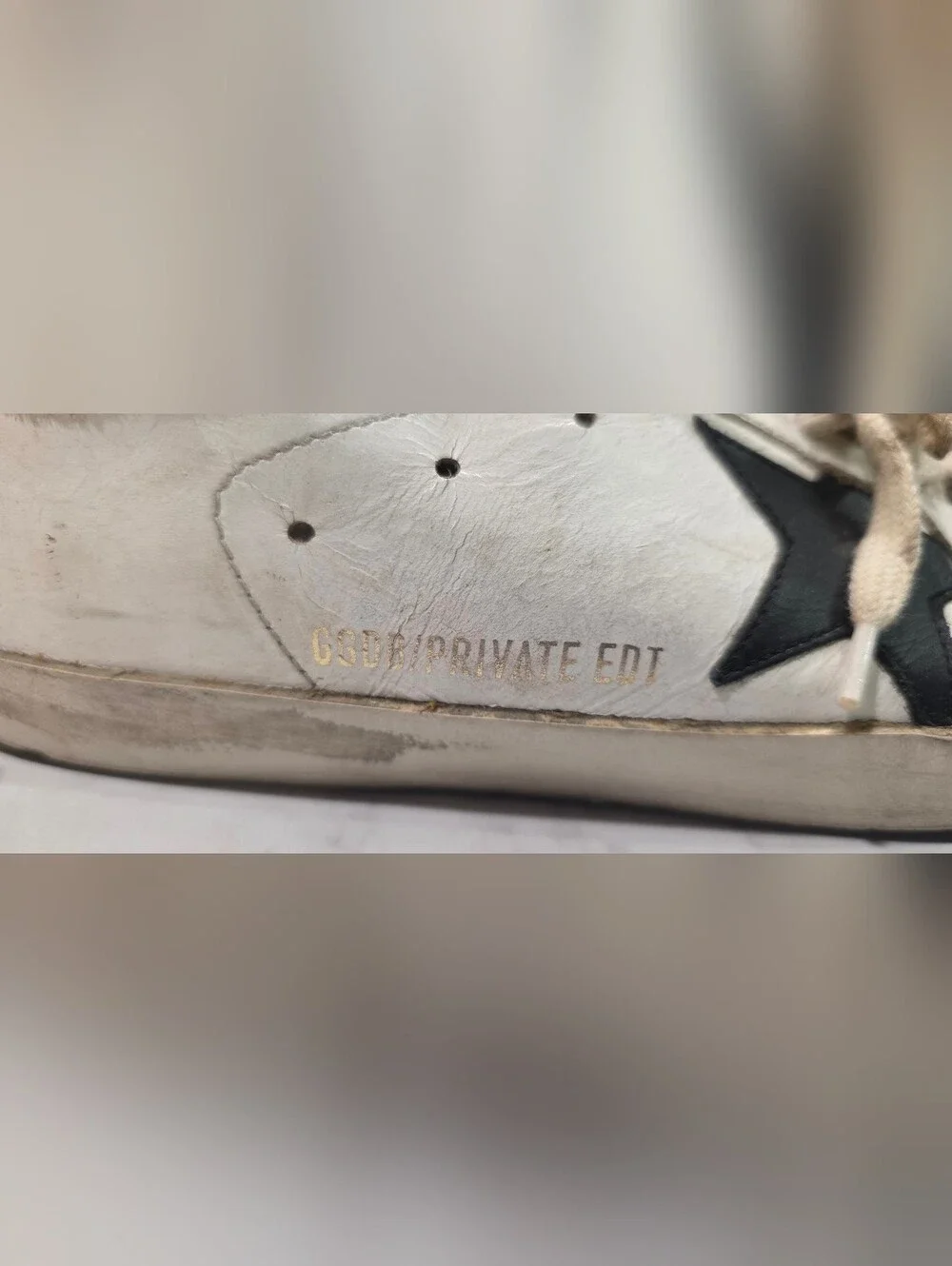 Golden Goose White Leather Sneakers with Leopard Toe and Black Star